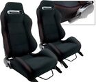 2 X Black Cloth Red Stitch Racing Seat Reclinable For Mazda New