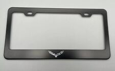 Chevy Corvette Logo Black License Plate Frame Stainless Steel Laser Engraved