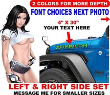 Fits Jeep Hood Decals Custom Made Wrangler Renegade 1 Pair 30 Color Choices
