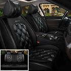 Black Pu Leather 5 Seats Car Seat Covers Front Rear Full Surrounded Seat Cushion