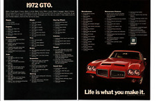 1972 Pontiac Gto 400 455 Or 455 H.o. Engines Original 2-page Print Ad