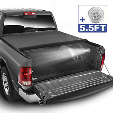 Truck Tonneau Cover For 2016-2022 Nissan Titan 5.5ft Bed W Led Lamp Roll Up