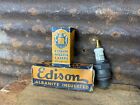 Nice Old Edison Albanite Insulated 56 Spark Plug And Edidon Mazda Lamp Bulb