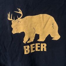 Vintage Keystone Co Beer Mens Black T-shirt Large Bear Moose Elk Deer Antlers