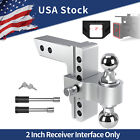 2 Receiver 6 Droprise Adjustable Trailer Tow Hitch Dual Ball Wlock 10000lb