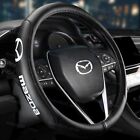 Genuine Leather For Mazda New Black 15 Diameter Car Auto Steering Wheel Cover