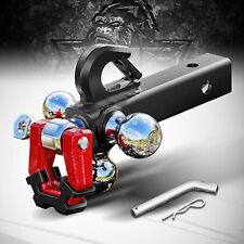 Xpe 5 In 1 Trailer Hitch Tri-ball Mount With Hook Pin Fits 2 Hitch Receiver