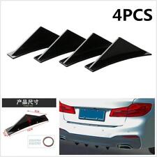 Universal Black 4pcs Car Rear Bumper Lip Diffuser Shark Fin Curved Type Spoiler